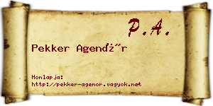 Pekker Agenór névjegykártya
